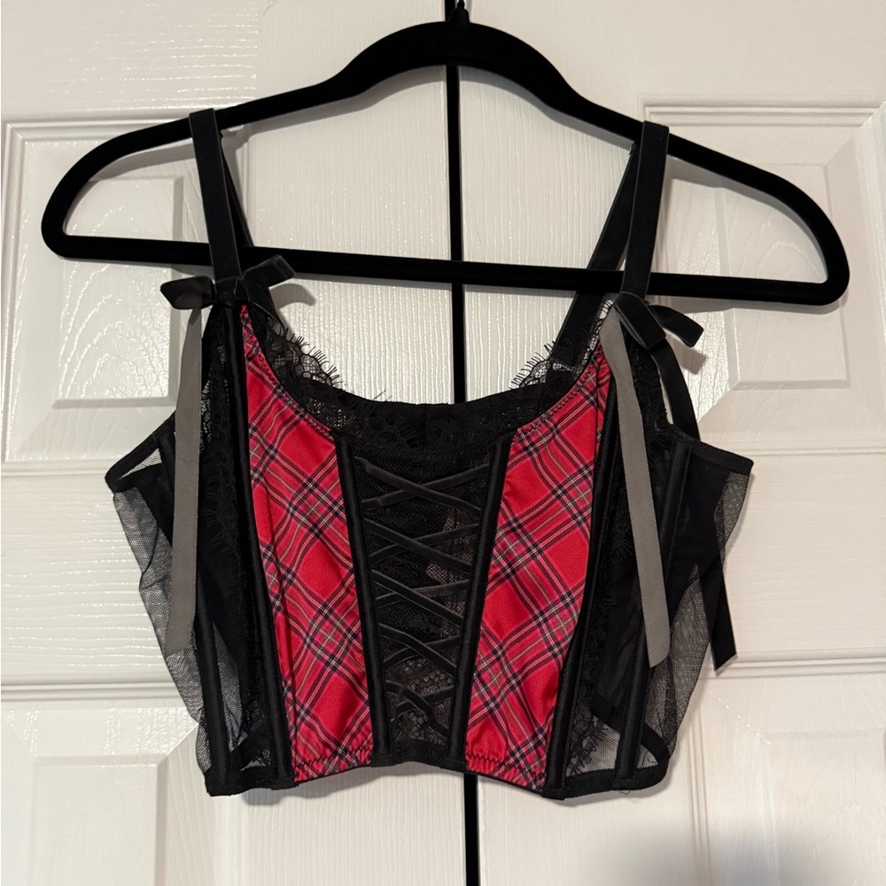 Victoria's Secret Black and Pink Lace Corset